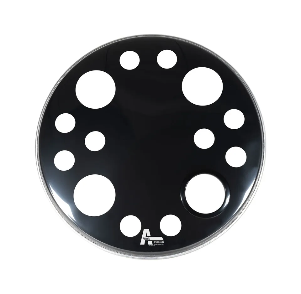 attack-orbit-resonant-bassdrumfell-22-zoll-schwarz-mit-loch image 1